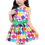 Ruideng かわいい赤ちゃんの女の子の夏のノースリーブカラー水玉のスカートのドレス (120cm, ホワイト)