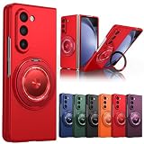 Carambola スマホケース Galaxy Z Fold5 5G 対応ケース MagSafe対応 多機能360°回転スタンド zfold5 ケース ワイヤレス充電対応 折りたたみ式 おしゃれ 衝撃吸収 指紋防止 (レッド, Galaxy Z Fold5 5G)