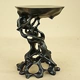 いよじ園 黒檀 天然彫高卓 小品~貴風サイズ [未使用] （盆栽卓 飾卓 花台）