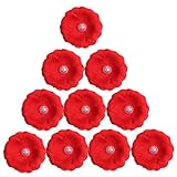 Perfk パール　花芸用品　10個入り　フラワー　ヘッド　4cm　人工メッシュ　ホーム飾り　造花　シルク　ローズ　全7種選べ - 赤
