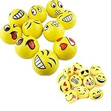 6のセットジャンボ絵文字面イエローFoamソフト応力CustomerfirstおもちゃBalls ( 4インチ) + 6絵文字キーチェーンセット( 1.5インチ)