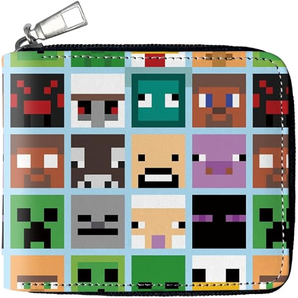 Amazon | Minecraft クリーパー 迷彩 ナイロン 三つ折り財布