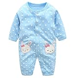 エルフ ベビー(Fairy Baby)ベビーカバーオールロンパース 肌着長袖 出産祝い 可愛いうさぎ柄 ブルー 3M