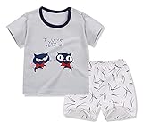 Onesall 子供服 ベービ服 Tシャツ＆パンツ 上下2セット ショットパンツ 夏 半袖 男女兼用 お出かけ 出産祝い 可愛い80－110㎝ (90cm, グレー)