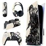PlayVital ps5コンソール本体（ディスクバージョン）に対応用ステッカーシール、ps5コントローラー＆ヘッドセット＆リモコン&充電ステーションに対応するステッカービニールシール【Inkblade Wukong】