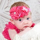 新生児 赤ちゃん 大型の花 デザイン 髪飾り ベビー＆キッズ ベビー ヘアバンドお花柄 (レッド)
