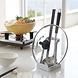 【ホワイト】山崎実業 tower お玉&amp;鍋ふたスタンド お玉スタンド お玉置き 菜箸スタンド 鍋ふた置き キッチンツール smart