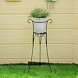 Plant shelf アイロンフラワーポットラック、1段プラントディスプレイスタンド盆栽ホルダーホームガーデンパティオインテリア折りたたみ棚はホワイトを保持 Flower racks ( 色 : ブ
