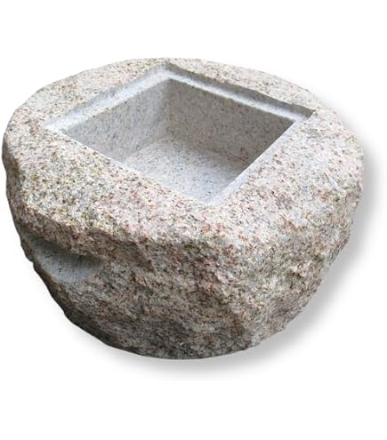 Amazon.co.jp: 水鉢 石 つくばい 手水鉢 和風 庭 庭園 蹲 坪庭 和