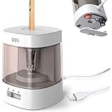 Deli 電動鉛筆削り 電動シャープナー 入学準備 6-8mm鉛筆 乾電池/USB電源供給 充電不可 デッサン鉛筆 小学生 色鉛筆 デッサン 美術 (ホワイト)