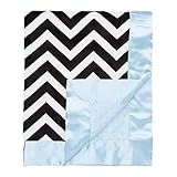 マイBlankeeシェブロンMinkyブラック/ホワイトMinkyドットブルーベビー毛布/ワット、30 "×35"