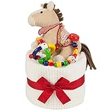 出産祝い ベビーギフト granpapa（グランパパ） おくるみブランケット 木のラトル ポニーのラトルぬいぐるみ ファーストケーキ ギフトセット 男女兼用