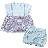 《初夏盛夏対応》(日本製) Pample Mousse(パンプルムース) 先染め格子&針抜き天竺ネコAPミルキースーツ 90cm /SA NO.DP-72452