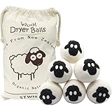 Wool Dryer Balls Reusable Natural Fabric Softener Organic, XL Size Felted Wool Laundry Balls to Save Drying Time Reduce Wrink