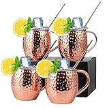 Irishom モスコミュール 銅マグ 4 個セット 純銅メッキマグ 18 オンス ステンレススチール ドリンクカップ