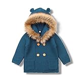 MiMiXiongの幼児向けのニットカーディガンとセーター、男の子も女の子も似合う長袖パーカー (デニムブルー2, 0-6M)