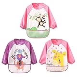 (エレキモチーブ) ElecMotive 3枚 お食事用防水ビブ 長袖タイプ 対象年齢が1歳〜4歳 保育園用