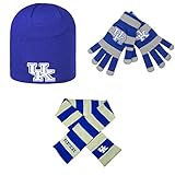 NCAAケンタッキーWildcatsグローブストライプニットStriped Rugby Scarf andクラシックビーニー帽子3パックバンドル