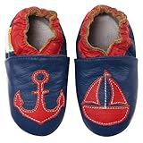 モモ ベビー 乳児/幼児用イカリ＆ヨット デザイン ソフト ソール レザーシューズ ネイビー 0-6ヶ月/米国乳児用サイズ1-2.5 M (インポート)