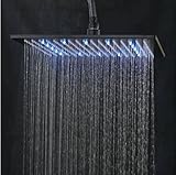 Senlesen LEDライト16インチ降雨シャワーヘッドバスルームスクエアトップSprayer Oil Rubbed Bronze (ブラック)