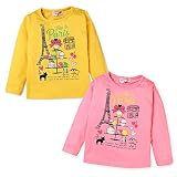 (ピンク/95cm)子供服 女の子 Tシャツ 長袖 フロントプリント 女児 ベビー