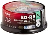 TDK 録画用ブルーレイディスク BD-RE 25GB 1-2倍速 ホワイトワイドプリンタブル 30枚スピンドル BEV25PWA30PA