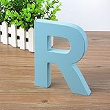 木製吊り壁文字A - Z – ブルー装飾壁Letter For Children 's Nursery赤ちゃんの部屋、ベビー名前と女の子寝室飾り ブルー BELU-117
