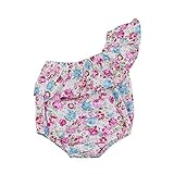 Lutents ベビー服 ロンパース カバーオール オフショルダー バラ柄 お花柄 女の子 カジュアル 快適 着心地良い 歩行服 パジャマ 新生児 出産祝いプレゼント 可愛い オシャレ