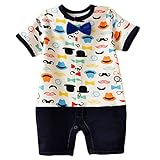 【SEBLES】ベビー 赤ちゃん 男の子 カバーオール ロンパース 半袖 ラウンドネック セットアップ プリント コットン 綿 ボトムス 春 夏 0歳 3ヶ月 6ヶ月 12ヶ月(タイプD,80cm)