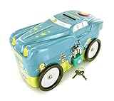 少年の車Tin Tithing銀行 – My First Tithing銀行 – 回転ホイール – Includesロック&キー