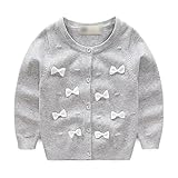 Tortor 1bacha(JP)　子供　ニットカーディガン/セーター　キッズ　ニット編み　ベビー服　セーター　女の子　長袖　秋もの　ガールズ 女児　ピンク　グレー　可愛い　蝶飾り　体温調節　 綿95