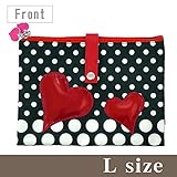 ポーチェ(pouche) Ｗポーチ ハート＆ドット Ｌサイズ(ブラック)