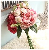 anshinto人工花フェイク牡丹シルク花柄ウェディングブーケブライダル紫陽花Decor グリーン