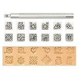 ZNUJS(さちえ) レザークラフト 刻印セット 12個 10mm 交換式刻印 革用刻印セット DIY 手作り レザークラフト道具