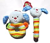子犬Hand Rattle and Stick Rattle Sensory Cribアクティビティソフトおもちゃベビーギフトセット