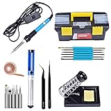 Wisamic ダイヤル式電子はんだごて 9-in-1 半田ごて９セット　温度調節可能（200-450℃）５個交換コテ先付き　収納ケース付き　60W 110V