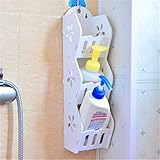 壁掛けシェルフ コーナーシェルフ フックアップ セット 三段 ラック トイレ用 家庭用 収納 白 おしゃれ DEWEL (白)