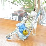 [florence du]プリザーブドフラワー 3輪バラハイヒールアレンジメント サムシングブルー ガラスの靴　花 ギフト フラワーギフト 結婚 誕生日 プレゼント