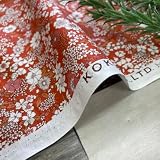 KOKKA 花柄 綿100％ 60ローン 生地 長1ｍ単位で延長可能 布 布地 シャツ ワンピース 洋服 布地専門店 kijiya (b レッド)