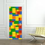 funlife壁装飾フロントドアウォールステッカー剥がして貼る建物ブロックデカールリビングルーム廊下に子供部屋2ピースdm032