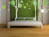Pop Decors PT-0117-Va Beautiful Wall Decal Nice Four Big Birch Trees with Flying Butterflies [並行輸入品]