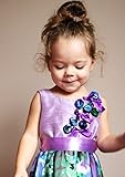 シックで個性が光る！バイオレット＆グリーンドレス６months-４才★可愛いくて品がある！欧州ラトビアのデザイナーがオーダーを受けてから生地の裁断にはいり、ひとつひとつ丁寧につくりあげるセミオーダー。