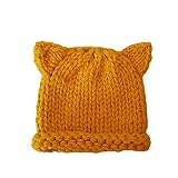 SIEGES キッズ 帽子 ニット帽 ベビー帽子 可愛い 巻き上げる 防寒 冬 男の子 女の子 (イエロー)