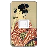 スイッチプレート カバー 浮世絵 喜多川哥麿 ビードロを吹く娘 1つ穴