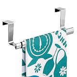 mDesign Over-the-Cabinet Expandable Kitchen Dish Towel Bar Holder -Chrome [並行輸入品]