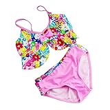 Zhhlinyuan Little Girl Floral Prints 水着 Two Pieces Bikini Set 6-14 Years TY011#