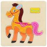 POTOJP 木製パズル 小さな立体パズ 立体の木製組立キット　 馬 さん (24種類展開)　 Mini 3D Puzzle Kids Educational Funny Toy　積み木　木のおもちゃ