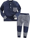 [Vaenait Baby]キッズ子供ベビー服綿100％ルームウェア長袖パジャマ寝間着上下セット Warm Simple NavyS