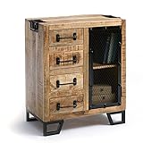 LOWYA（ロウヤ） チェスト ロータイプ 収納 完成品 棚 リビング収納 インダストリアル マンゴー材 無垢材 幅72㎝ ナチュラル/ブラック