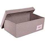 Minene Small Foldable Fabric Storage Box L32xW21xH12cmLinen Cosmetic Stationery Organiser with Polka